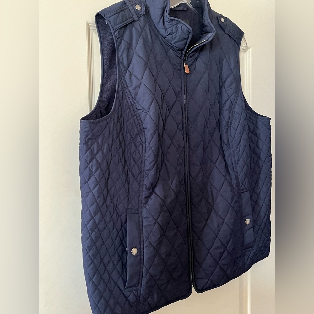 Talbots Navy Quilted Zip-Front Vest - Picture 12 of 16